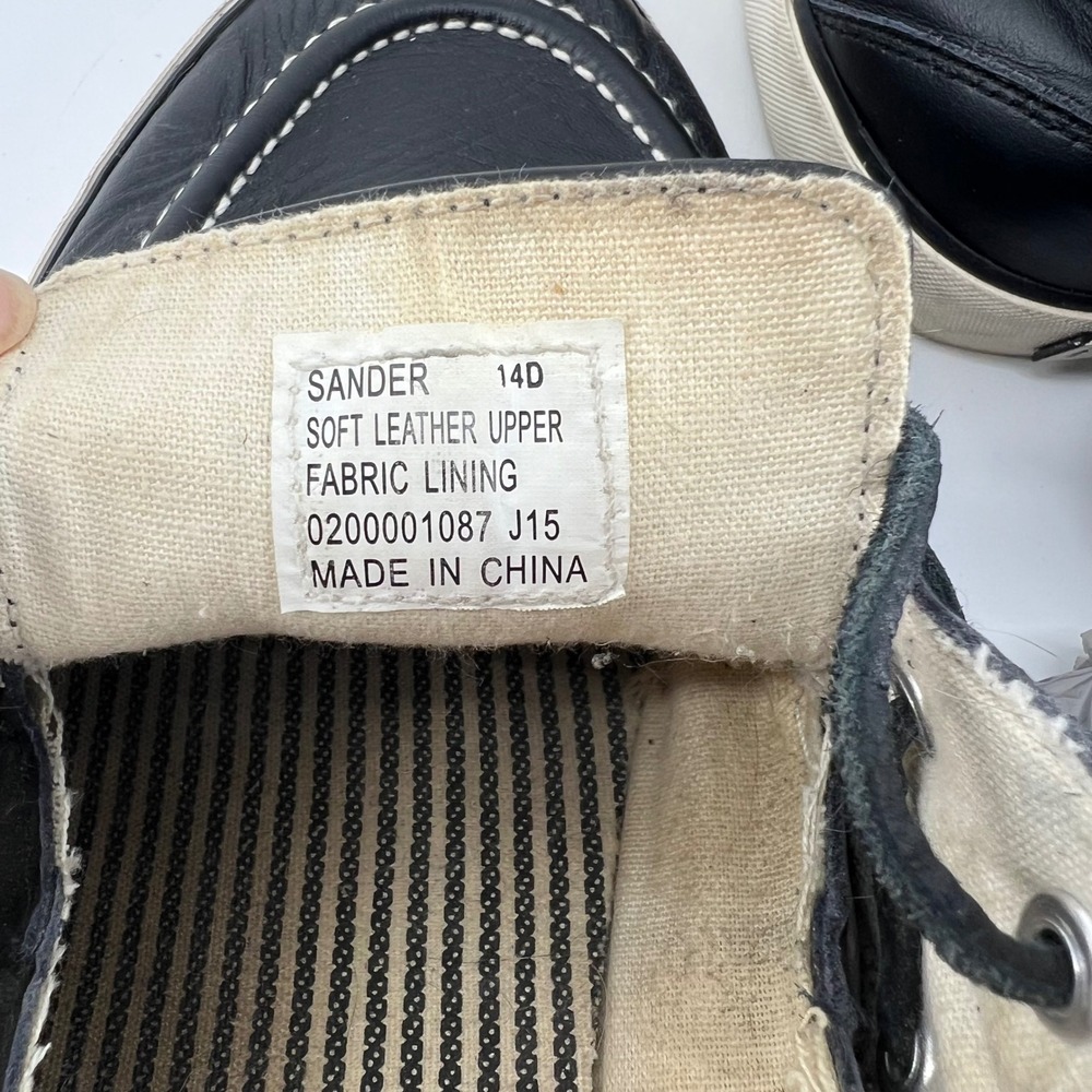 Polo Ralph Lauren Sander Mens 14D Black Leather Boat Shoes Sneakers 0200001087 - Picture 7 of 10